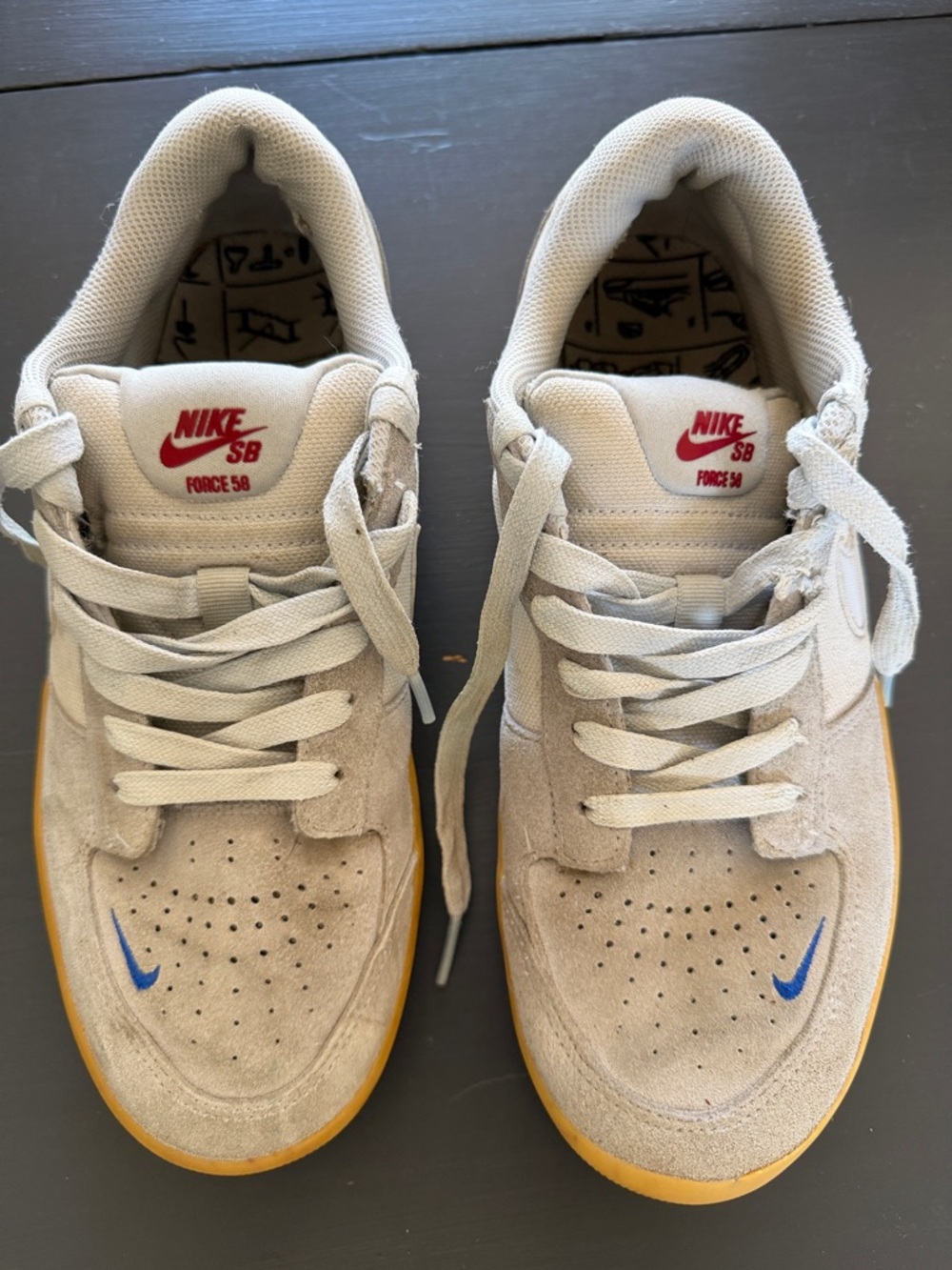 Nike SB Force 58 Premium Men's Suede Sneakers - Lt Grey/White with Gum Sole